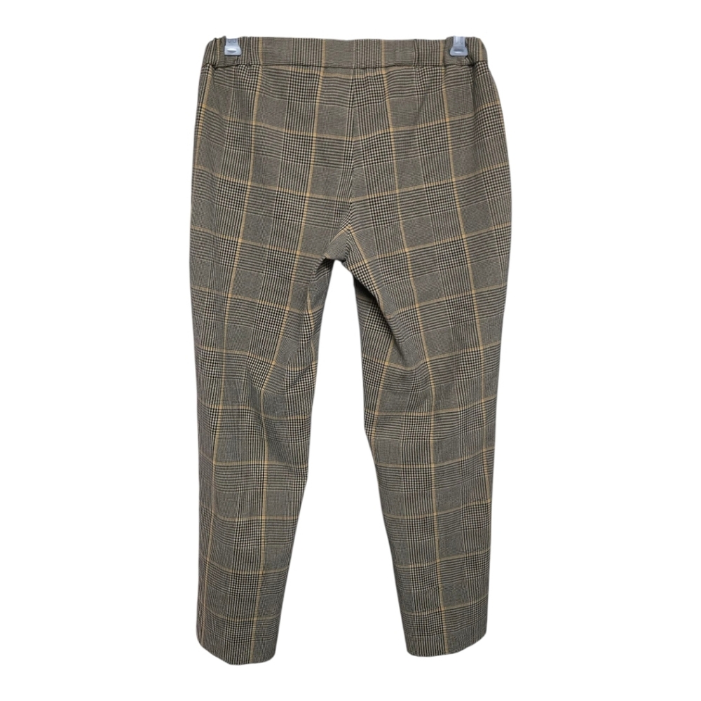 Aritzia Wilfred Darontal Pant Trouser, Plaid Black/Tan/Gold Sz 4 - Picture 2 of 10